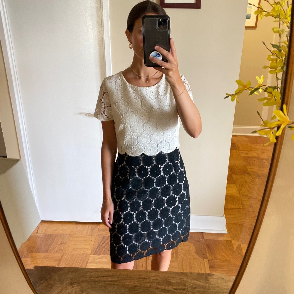 Black and White Lace Sheath dress
